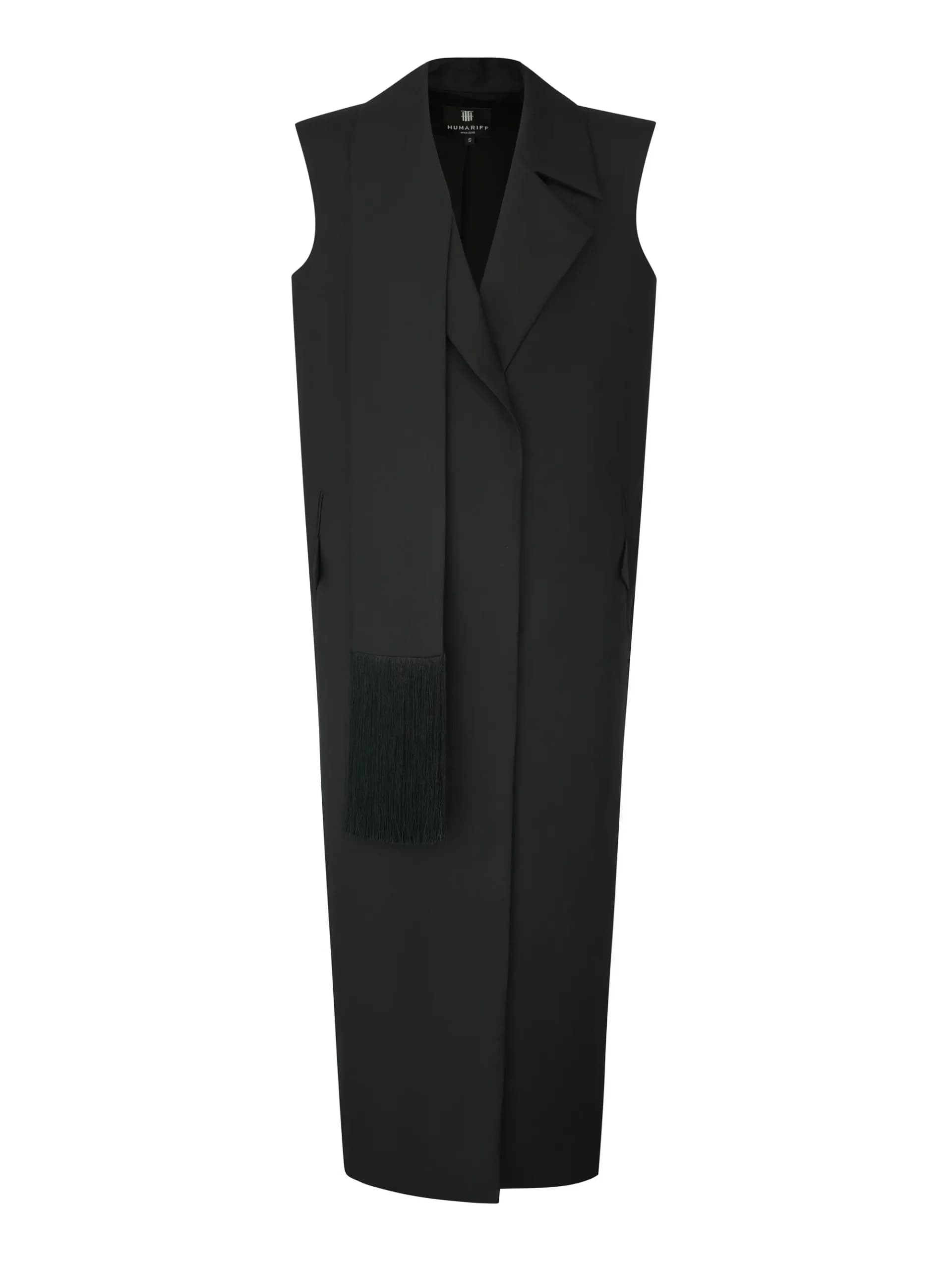 HUMARIFF Жилет «Black Opium» макси с акцентной шалью — Art of Living Collection