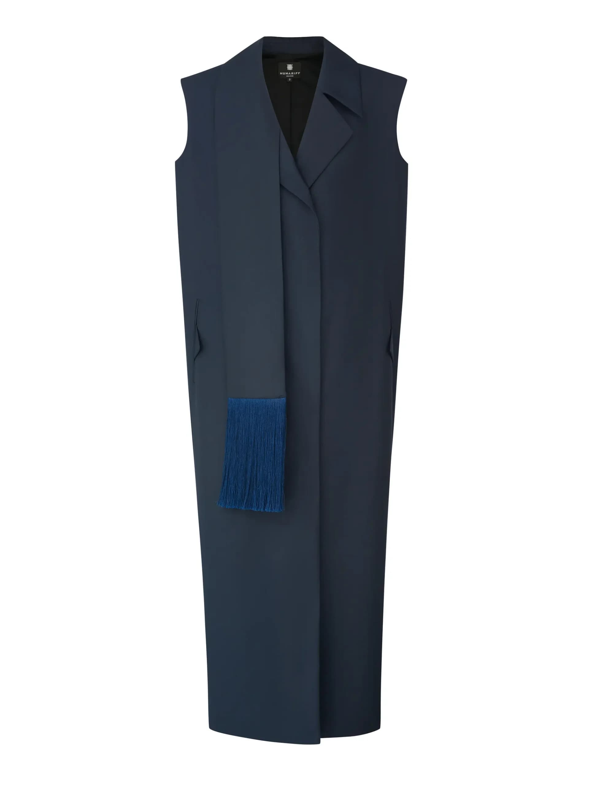 Жилет «Navy» макси с акцентной шалью — HUMARIFF
