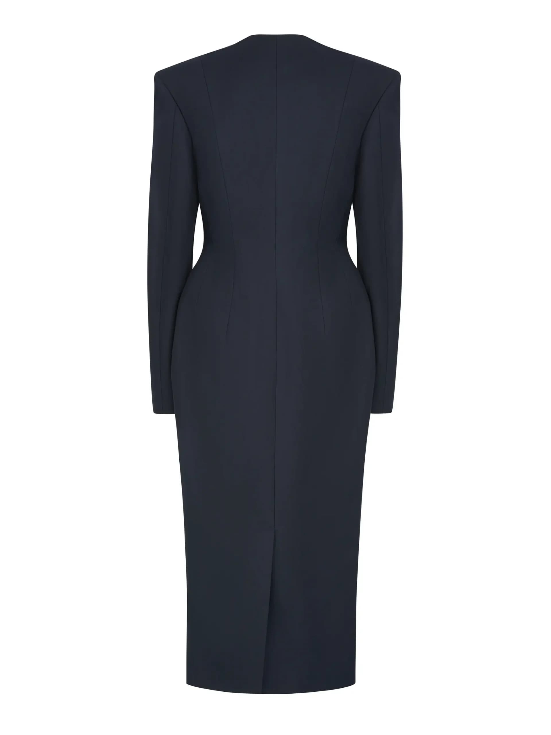 Силуэтное платье-пиджак «Mugler Navy»
